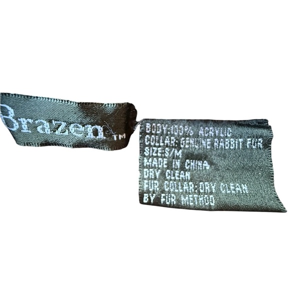 Womens Black Cable Knit Sweater Vest With Real Rabbit Fur Removable Collar Small - Picture 6 of 7